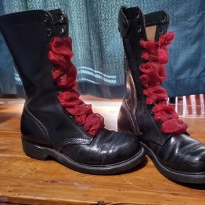 Military Leather Boots w/zippers & black laces.